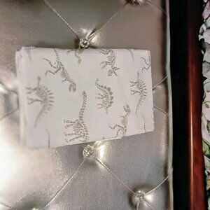 white with grey dinosaur skeletons flat sheet /Your Zone. NEW